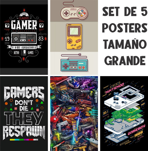 Poster Set 5 Nintendo Mario Gameboy Videojuegos Consolas