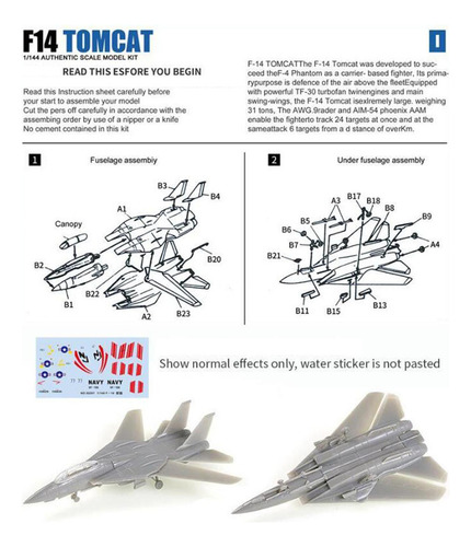 R 1/144 Kits De Aviões De Combate Montados Em 4d F14