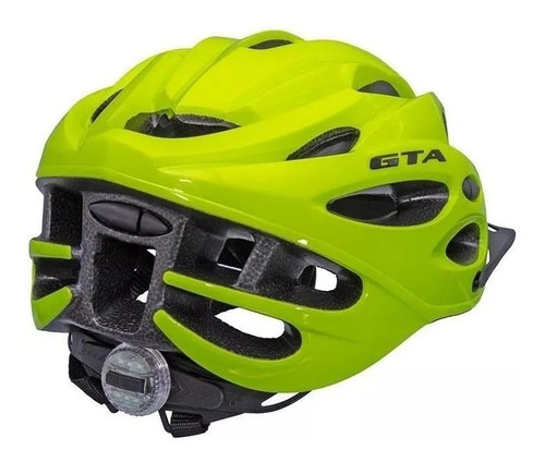 Capacete Ciclismo Com Sinalizador Gta Inmold Start Cor Amarelo Tamanho G (58-62)