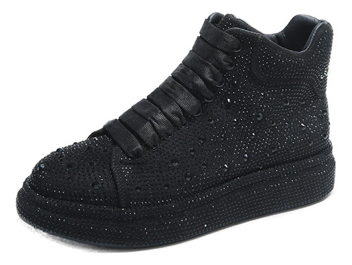 Zapatillas Casuales De Strass Con Plataforma Plana Con Forma