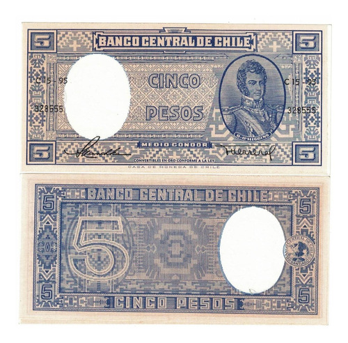 Billete De Chile 5 Pesos ( Medio Cóndor ) Maschke - Herrera 