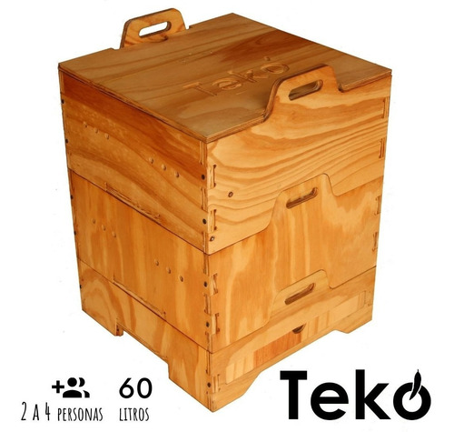 Compostera Doméstica De Madera 3/4 Personas Tekó 2 Modulos