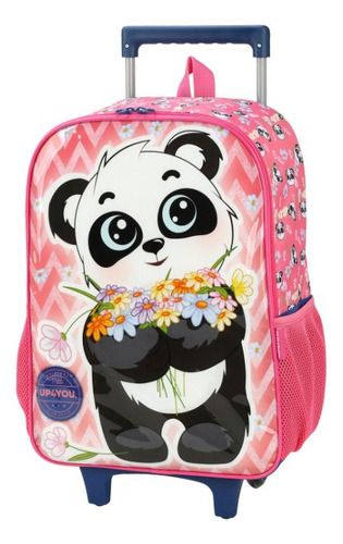 Mochila Rodinha G Petit Up4you Panda Urso Ic39362 Cor Rosa