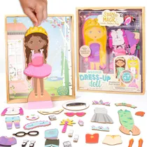 Comprar Muñeca De Madera Doble Cara Con 40 Piezas De Vestuario
