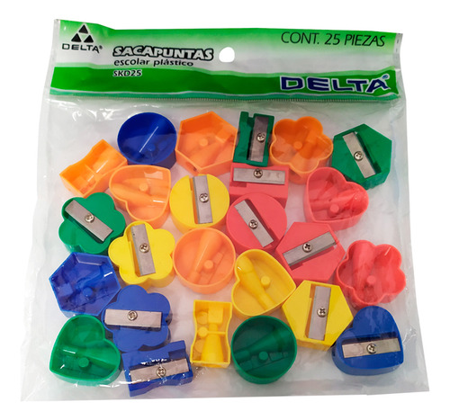 Sacapuntas De Plastico Delta Varios Colores  25 Pzs
