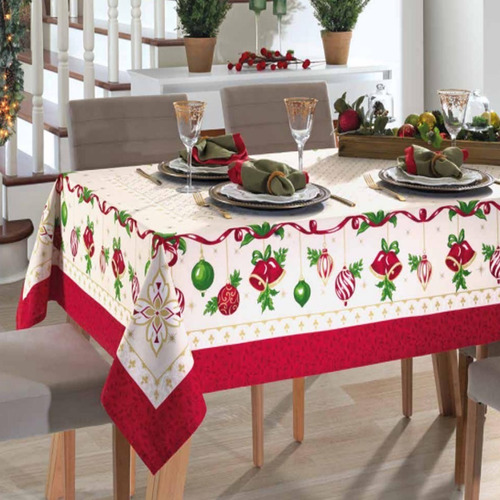 Toalha De Mesa Dohler Mantel Genebra 1,40mx1,40m - Natal 79 Cor Vermelho