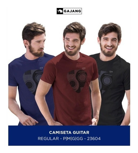Imagem 3 de 4 de Camiseta Gajang, Gola Careca, Estampa Masculina Rg Guitar