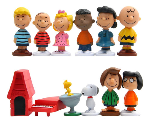 Figuras De Snoopy Charlie Brown Y Sus Amigos 12 Piezas