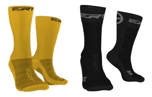 Kit Meia Ciclismo Ert 1 Amarelo/preto + 1 Preto/cinza - Bike