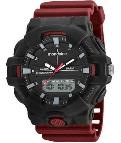 Relógio Mondaine Anadigi 85009g0mvnp2 Preto Vermelho