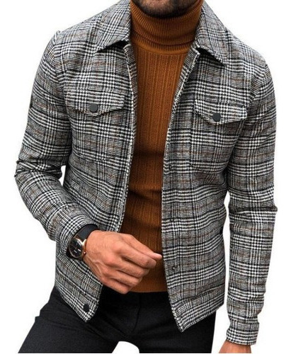 Chaqueta Hombre Casual Solapa Delgada Moda Cuadros