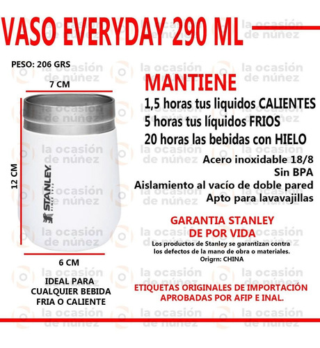 Imagen 2 de 6 de Vaso Térmico Stanley 295ml Everyday Acero Inoxidable