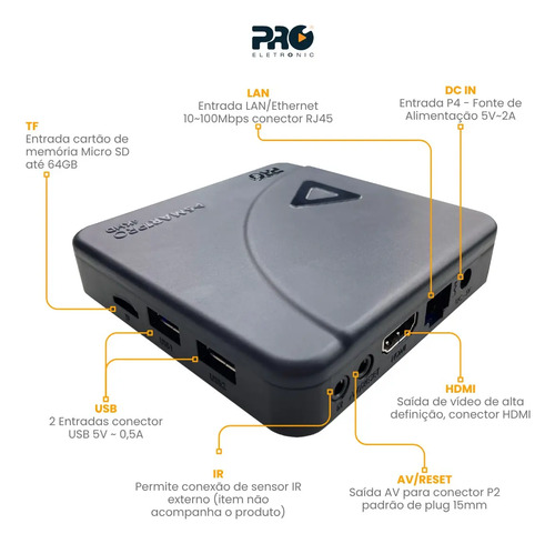 TV Box Proeletronic SmartPro PROSB-3000 4K, com Android 10 e 16GB