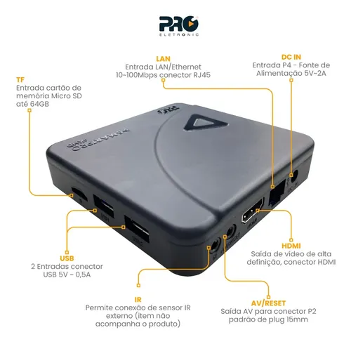 TV Box Proeletronic SmartPro PROSB-3000 4K, com Android 10 e 16GB - R$ 209
