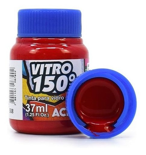 Tinta Acrilex 150° de Vitro, 37 ml, color 508, rojo escarlata