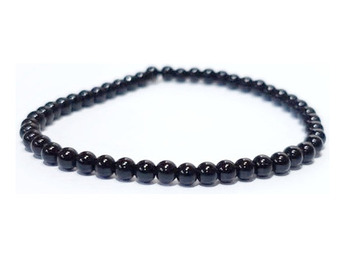 Pulseira Esferas Pedra Turmalina Negra C/ 4 Mm P/ Proteção