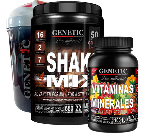 Batidos Shake Mix Vitaminas & Minerales 100tabs Vaso Genetic