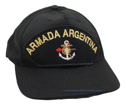 Gorra Negra Gabardina Poliester Bordado Armada Argentina 