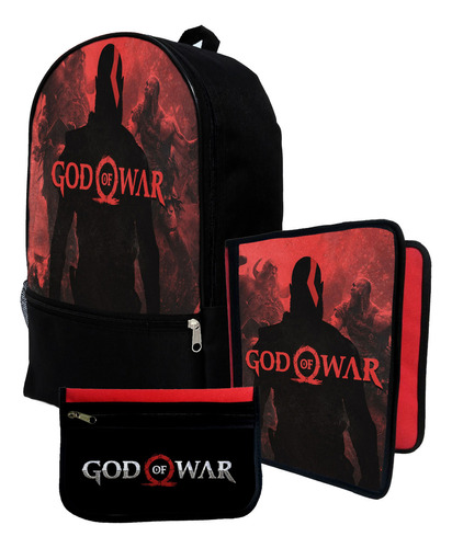 Mochila+ Funda Carpeta+ Cartu De God Of War #321