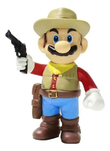 Figura Mario Bros Vaquero Con Pistola Nintendo 