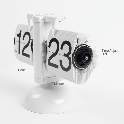 Reloj De Mesa Flip (blanco), Diseño Retro Vintage, Rel...
