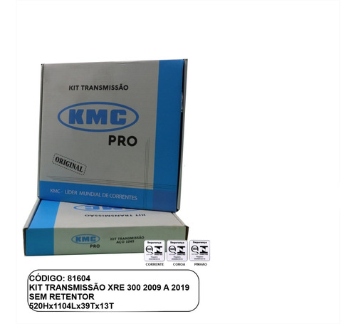 Kit Relação Kmc Transmissão Xre 300 09-19 Sem Retentor