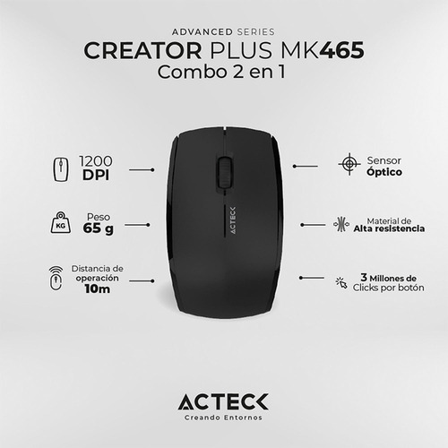 Kit Teclado Y Mouse Acteck Creator Plus Mk465 Inalambrico