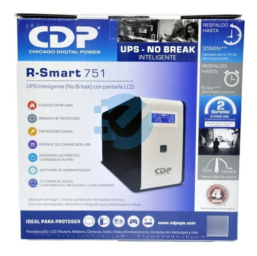 Ups 750 Va 375 W Cdp Inteligente 10 Tomas Upr R-smart 751