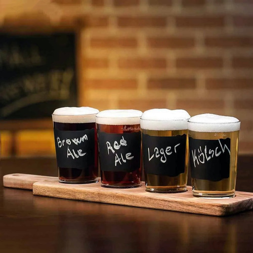 4 Copos E Tábua Para Degustação De Cerveja E Chopp Com Giz