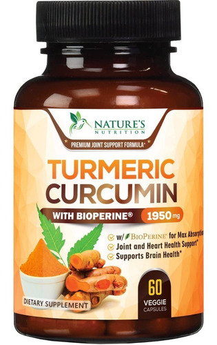 Natures Nutrition Curcuma 60cap - Unidad a $2848