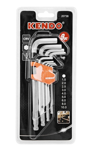 Llave Allen Kendo Cromada Pta. Redonda Jgo. 9 Piezas # 20736
