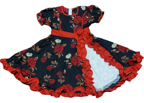 Vestidos Niña Huasa / Chinita  Talla 2 4 6 8 - Negro