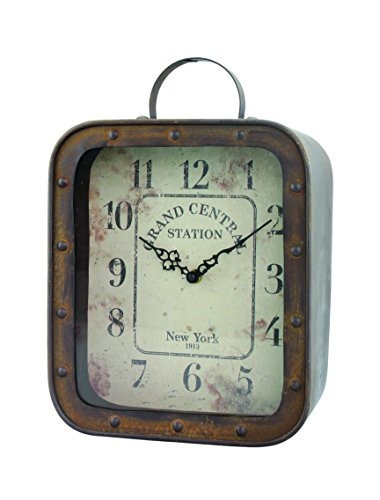 Stonebriar Large Square Reloj De Mesa De Metal Rústico Con M