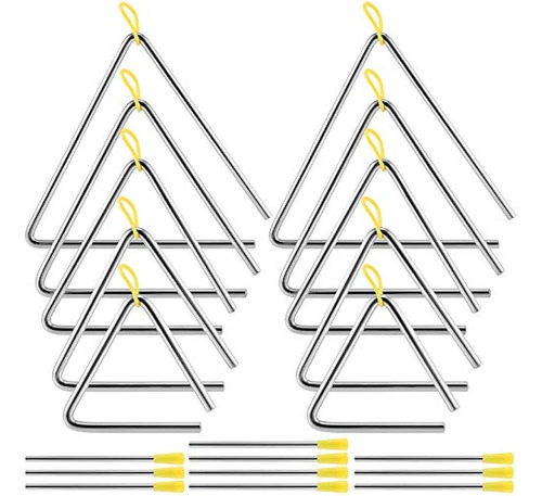 Zeonhak 10 Pack 5 Tamaños Instrumento De Percusión Triangula