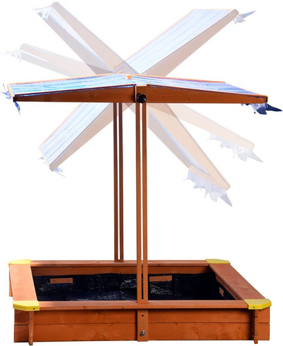 Arenero Con Techo Regulable De Madera Infantil Para Niños