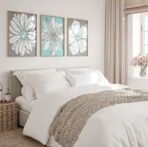 Comprar Set X3 Cuadros 30x40 Completos Flores Acqua Gris Living Deco