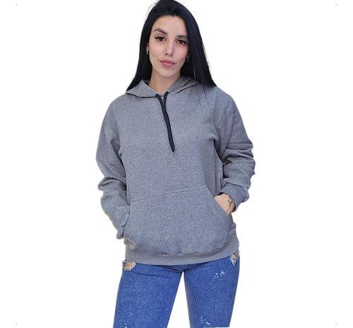 Buzo Canguro Algodón Frizado De Mujer Talle Grande Mc