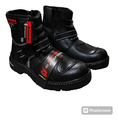 Bota Biker De Piel Para Hombre Con Reflejante
