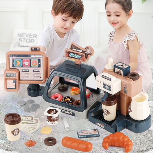 Imagen 7 de 8 de Juguete Cafeteria Niños Niñas Barista Con Caja Registradora