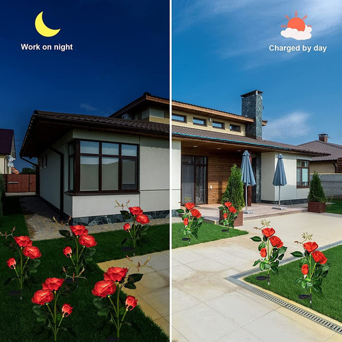 2pcs Luces Solares Jardín Luces Solares Flores Al Aire Libre