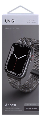 Correa Trenzada Para Apple Watch 46/45/44/42mm Aspen De Uniq Ancho De La Correa 2.2 Cm Color Gris Guijarro