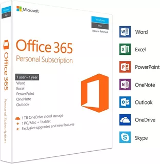 Microsoft Office 365 Word + Excell + Ppt +onedrive 1tb Y +