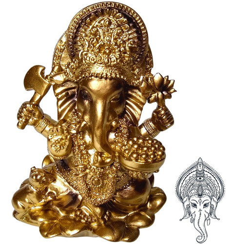 Ganesha Estatua Deusa Da Prosperidade Enfeite Em Resina
