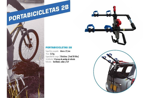 Imagen 2 de 4 de Portabicicleta Carro 2 Bicicletas Universal Fácil Instalacio