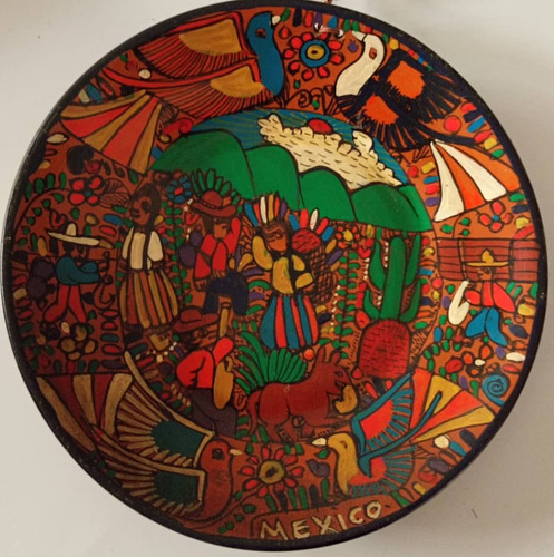 Plato Decorativo De Recuerdo De Mexico De 20 Cm Vintage