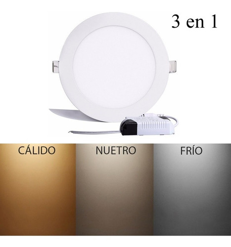 Panel Led Embutir 18w Redondo 3 Tonos En 1 Fria/neutra/calid