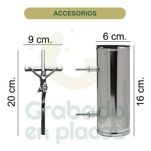Imagen 8 de 9 de Placa + Foto + Floreros + Cruz. Para Cementerio, Lapidas.