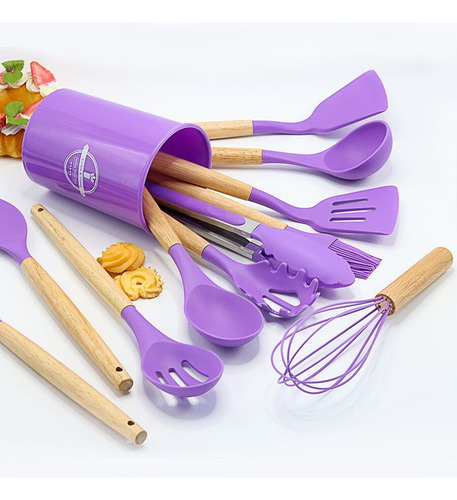 Set De 12pz Utensilios De Cocina Antiadherente De Silicona