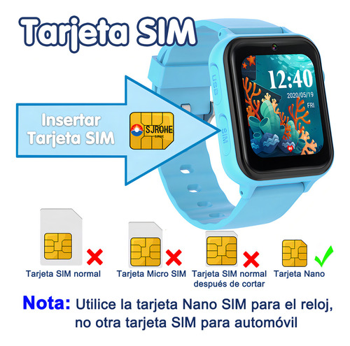 2G llamada telefónica Reloj Inteligente Sjrohe G12 LCD Full HD Reloj para Juegos y Reloj smartwatch,Sos Reloj Inteligente con Ranura para Tarjeta SIM para Reloj Inteligente niño llamada color Azul