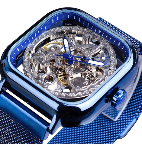 Reloj Esqueleto Cuadrado Mecánico Automático For Hombre